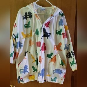 Michigan Rag Company XL Jacket.  Vintage colorful design with Adirondack chairs.